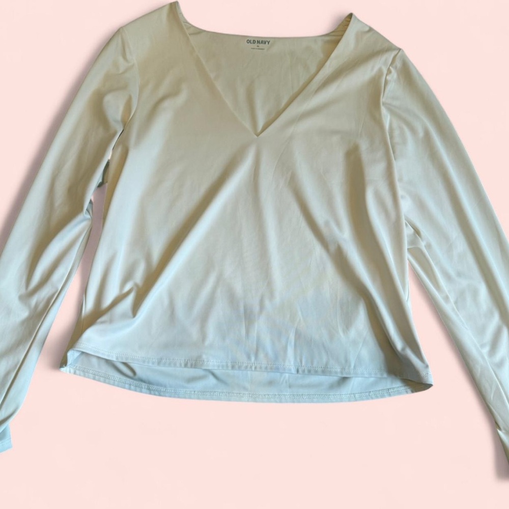Old Navy Green Fitted Long Sleeve Blouse